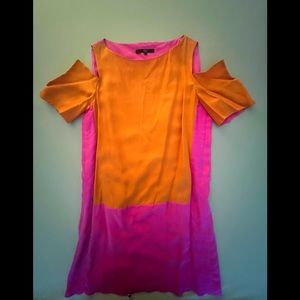 Tibi Bright Orange & Pink Shift Dress Size 4